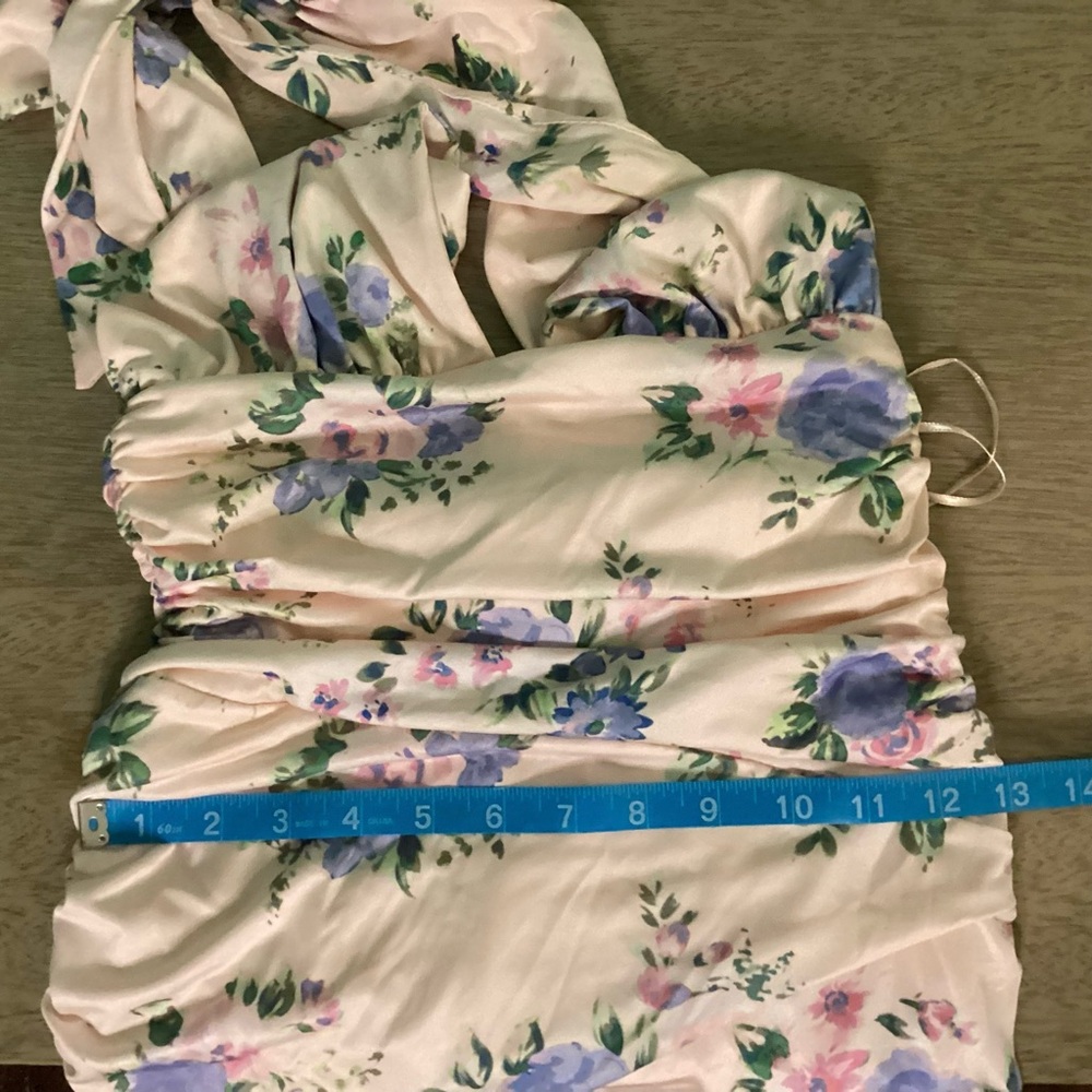 Zara Pink Floral Backless Halter Mini Dress Size Medium NWT - Picture 13 of 14